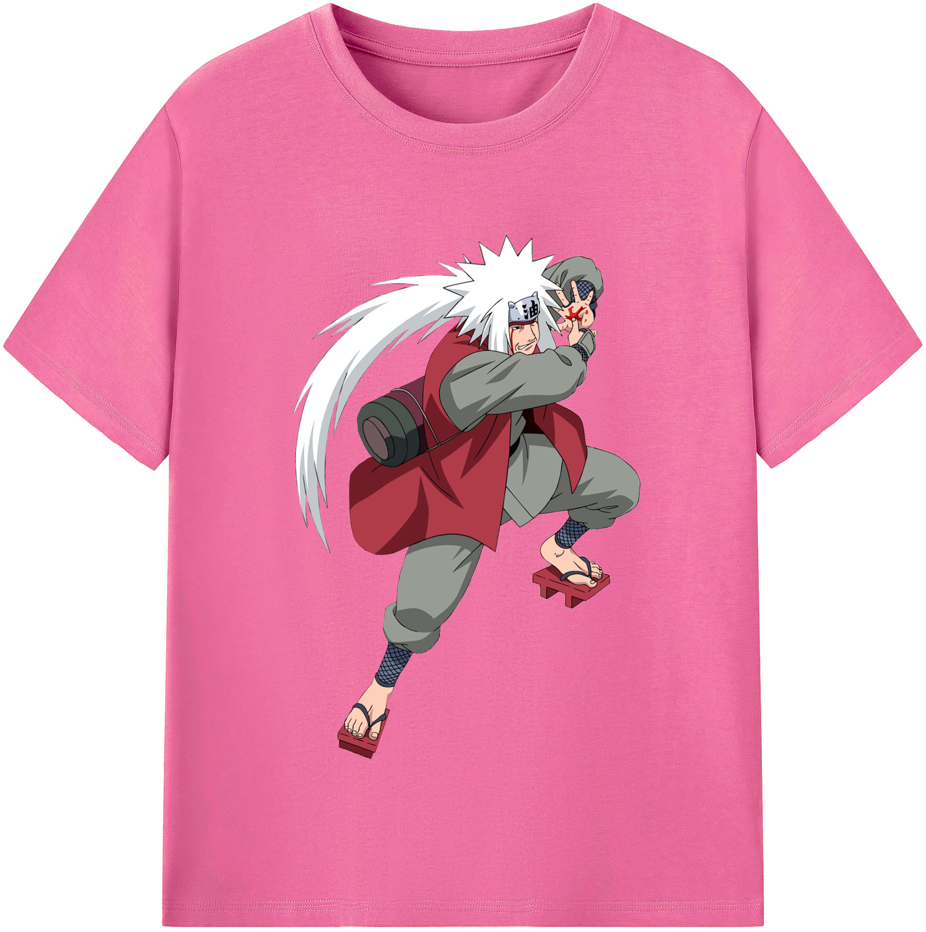 （画像用） NARUTO -ナルト- 自来也（じらいや） Jiraiya レディースカジュアルプリントTシャツ（綿100％）